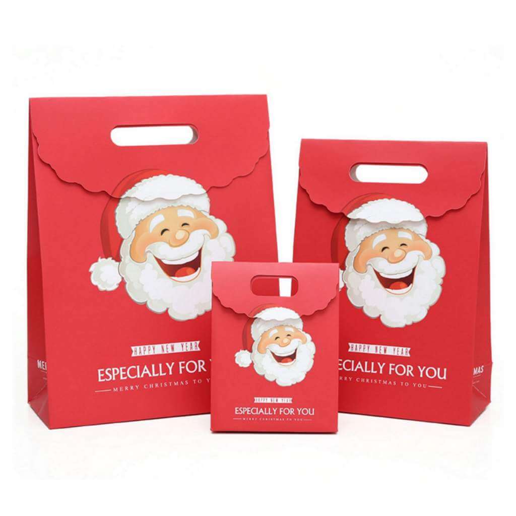 Red Christmas Paper Gift Bag - Laughing Santa