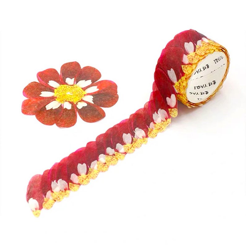 Red Dahlia Petal Washi Tape Sticker 200 Roll