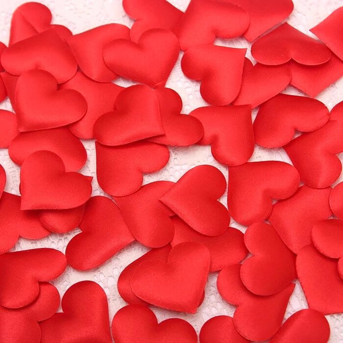 100pcs Heart Fabric Confetti Table Scatters - Red