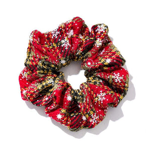 Plaid Christmas Scrunchies - Holiday Hair Accessories, Hair Ties, and Elastics