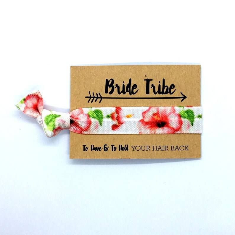 Tropical Floral Red Hibiscus Hair Tie for flower girls hen party favours bridesmaid gifts