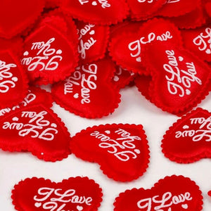 I Love You Heart Fabric Confetti Table Scatters - Red