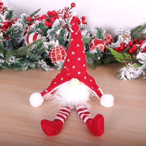 red LED Light Faceless Christmas Gnome Tree Hanging Pendant - Grey Santa Doll Shelf Sitter