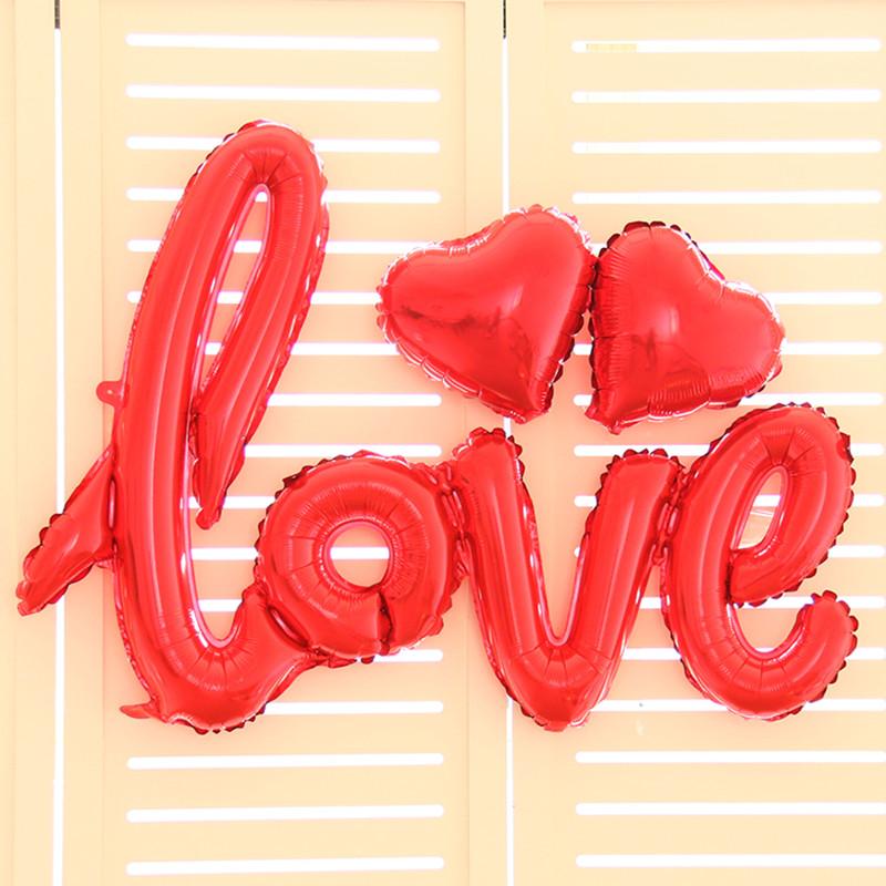 Red Love Script Foil Balloon Bundle - Online Party Supplies