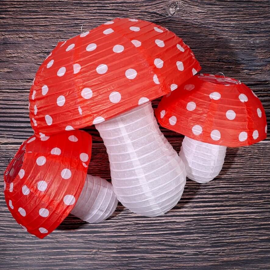 Red Mushroom Shaped Paper Lantern - 2 Sizes