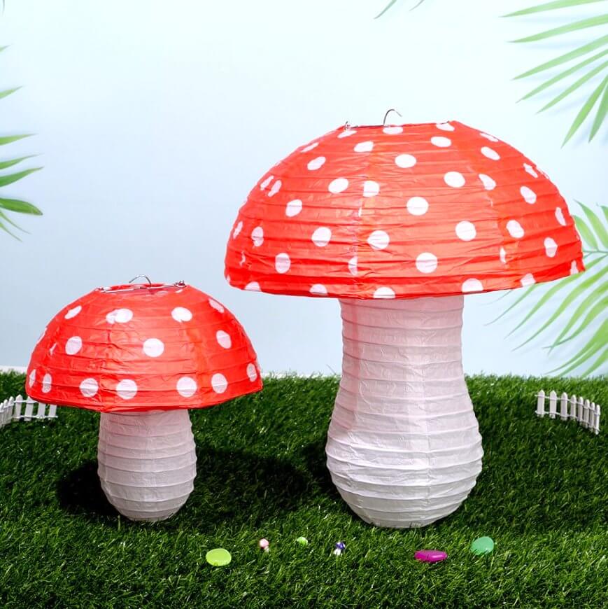 Red Mushroom Shaped Paper Lantern - 2 Sizes