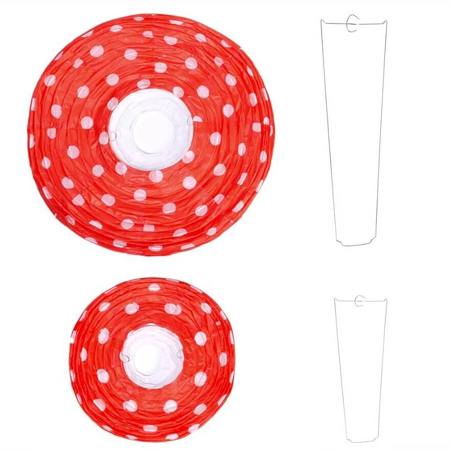 Red Mushroom Shaped Paper Lantern - 2 Sizes