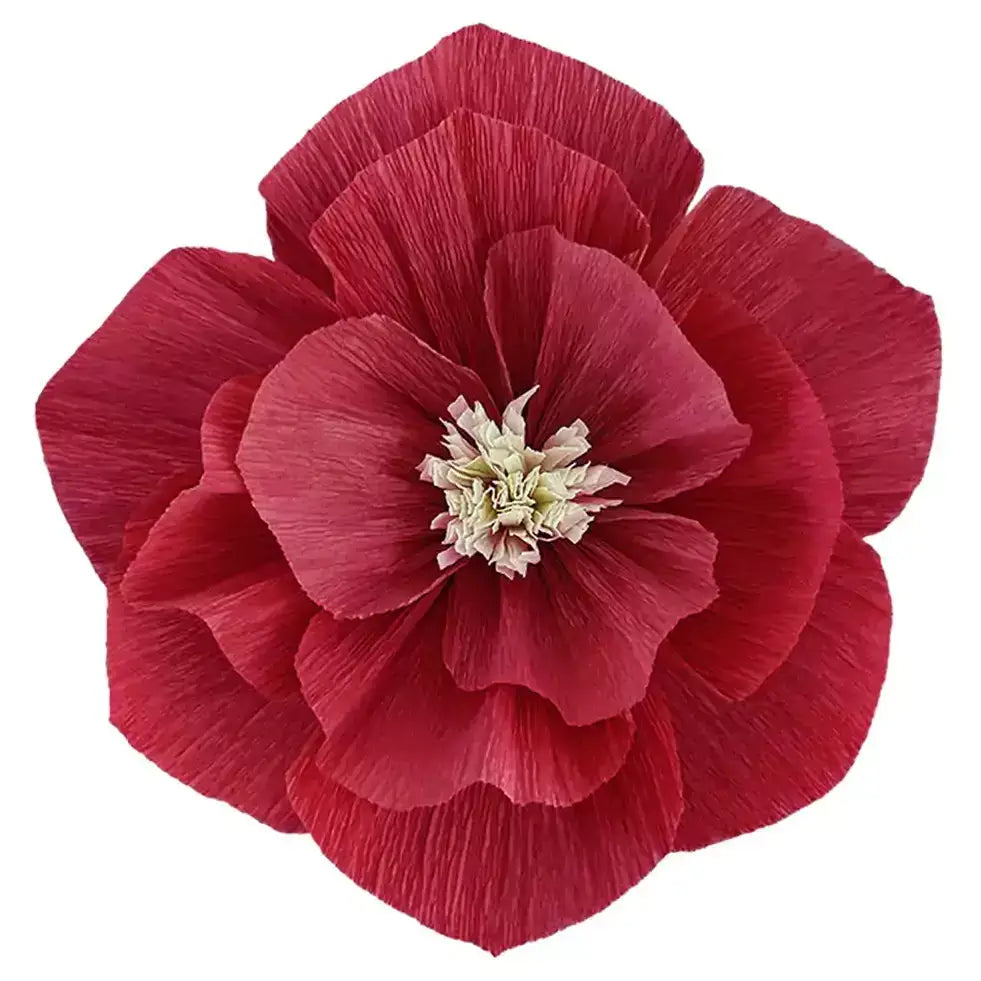 Burgundy Red Crepe Paper Peony Flower - 3 Sizes