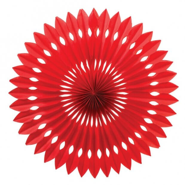 Decorative Red Round Tissue Paper Fan