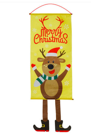 reindeer Merry Christmas Door Banner Hanging Ornament - Christmas and New Year Home Party Decorations