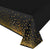 Plastic Rectangular Gold Confetti Dot Black Tablecover
