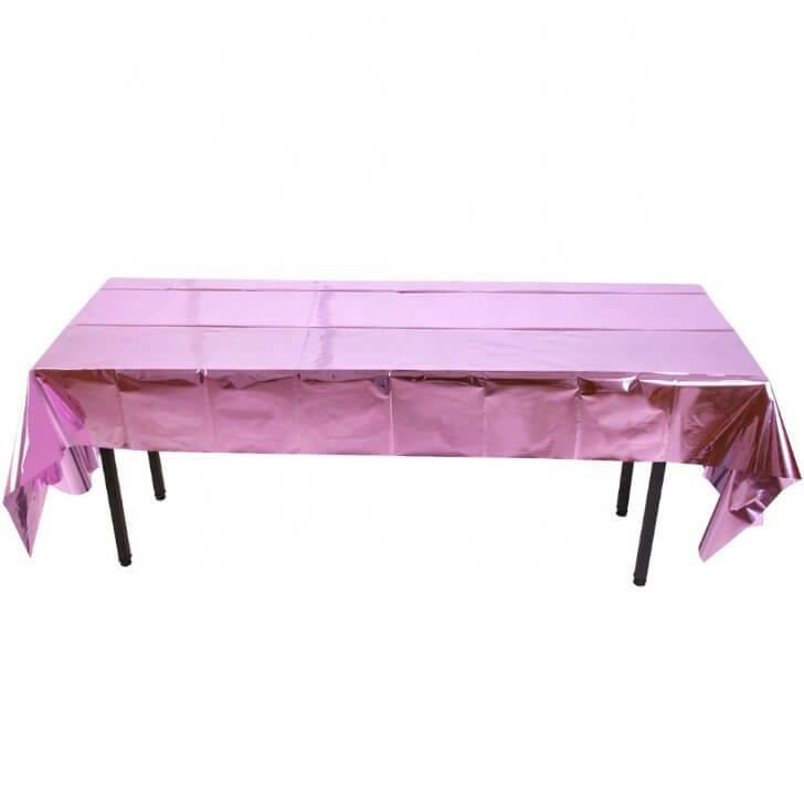 Rectangular Metallic Pink Foil Tablecloth Cover - 137x274cm