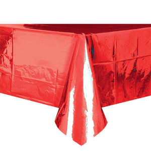 Rectangular Metallic Red Foil Tablecloth Cover - 137x274cm
