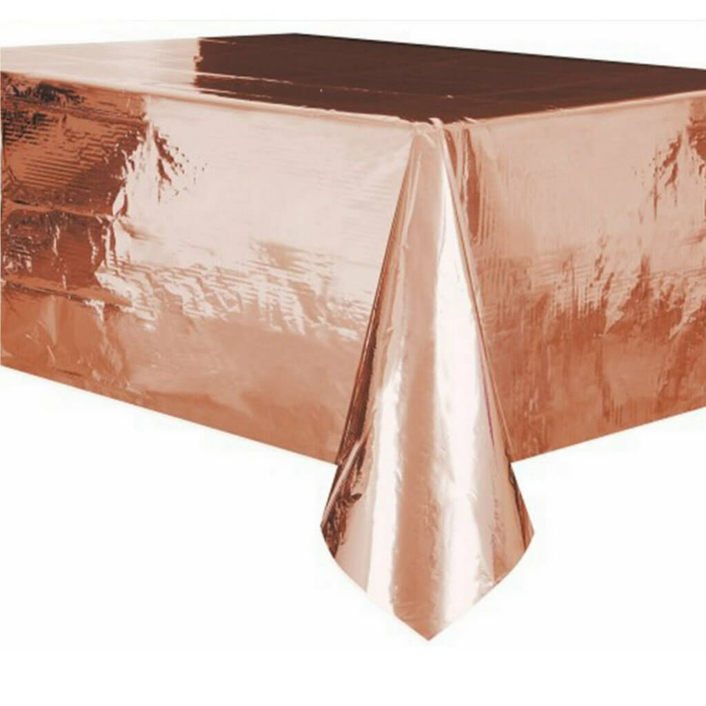Rectangular Metallic Rose Gold Foil Tablecloth Cover - 137x274cm
