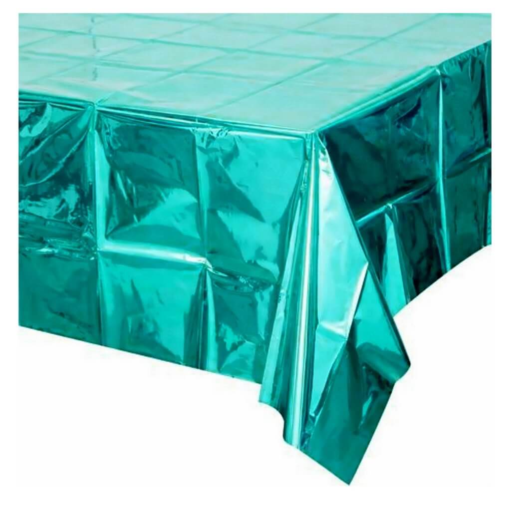 Rectangular Metallic Teal Foil Tablecloth Cover - 137x274cm