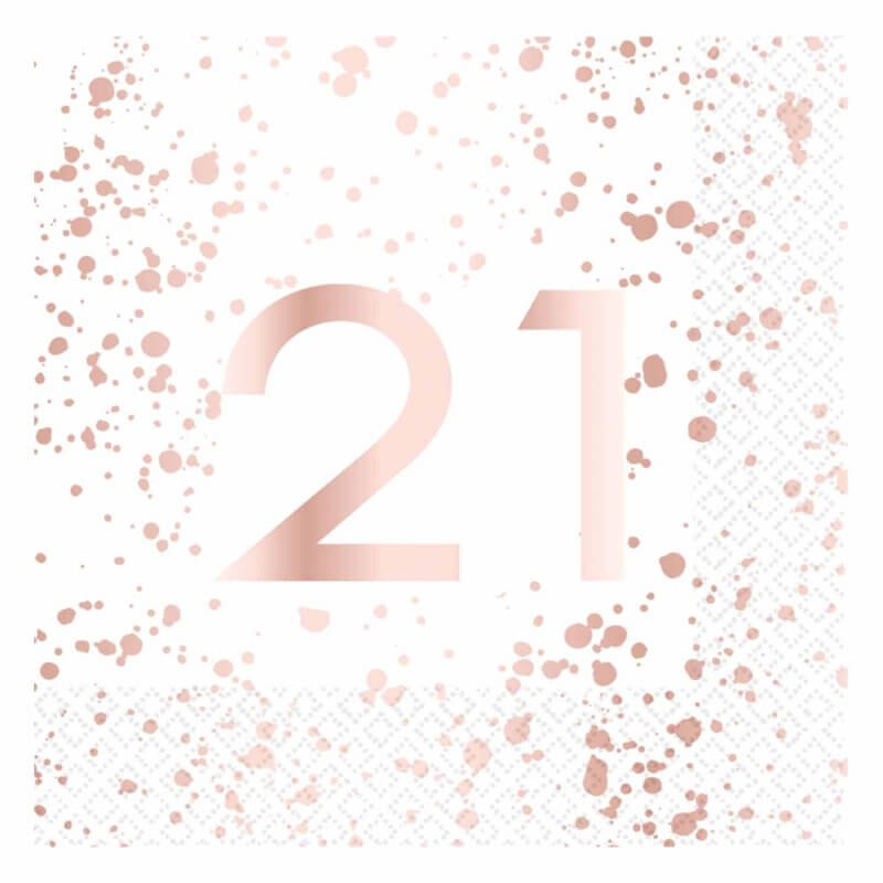 Amscan Rose Gold 21 Birthday Lunch Napkins