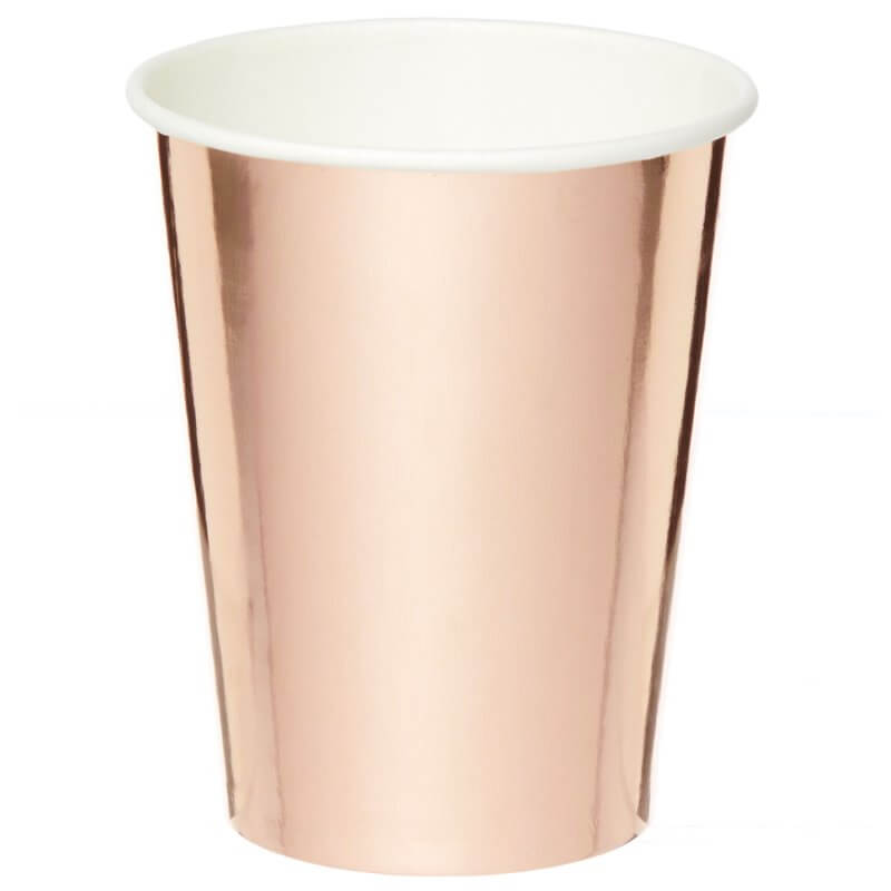 Rose Gold 250ml Paper Cup 8 Pack