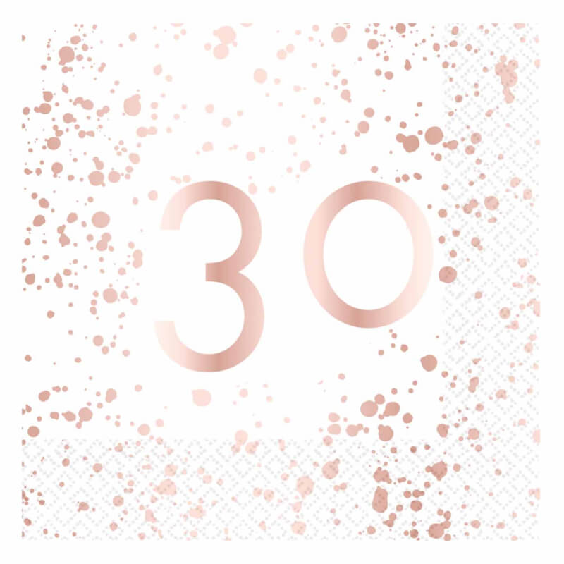 Amscan Rose Gold 30 Birthday Lunch Napkins