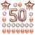 Rose Gold Birthday Number 50 Foil Balloon Bouquet (Pack of 24pcs) - Online Party Supplies