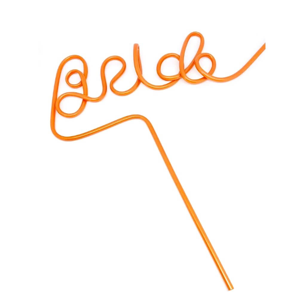 Rose Gold Bachelorette Party Swirly Bride Drinking Straw