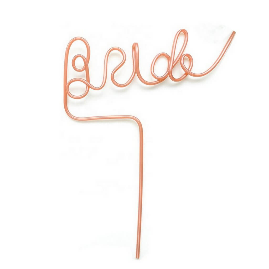 Rose Gold Naughty Hen Party Swirly Penis Bride Drinking Straws Pack of 7 - Bachelorette Party Tablewares and Party Favours