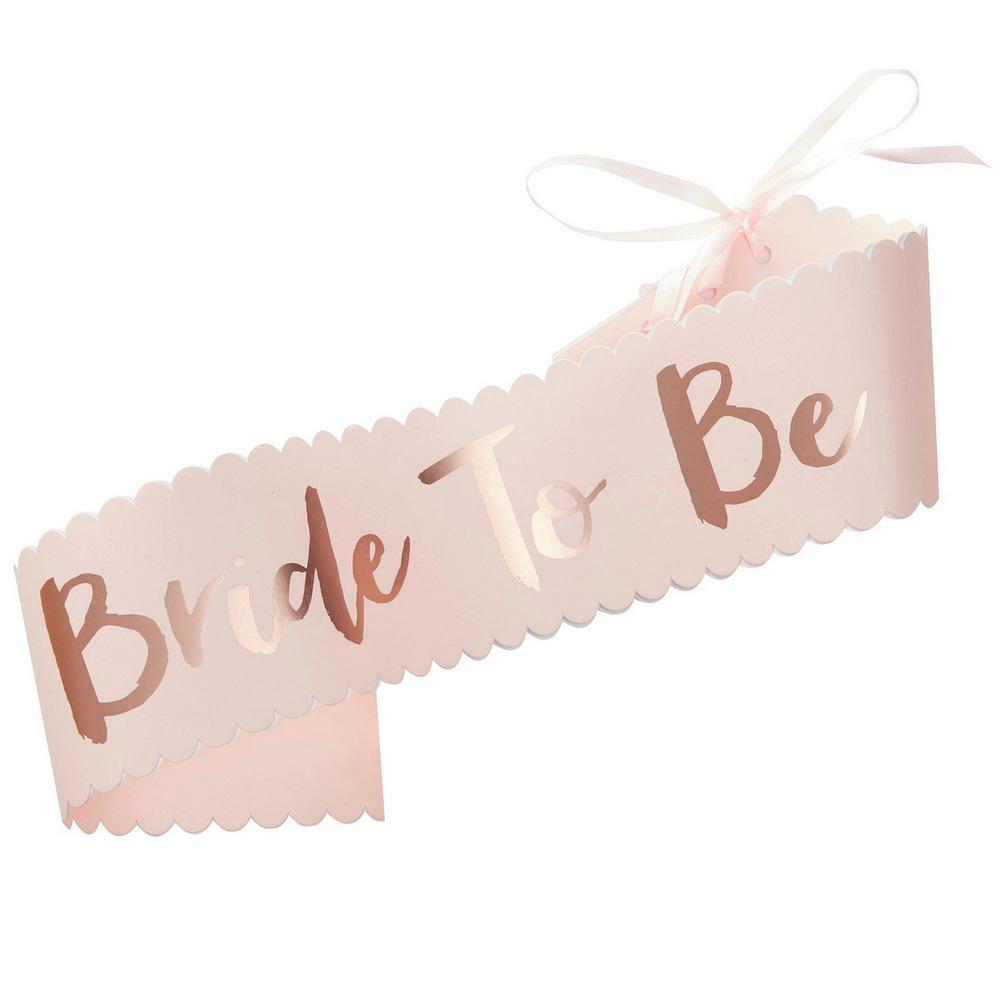 Rose Gold 'Bride To Be' Hen Party sash bridal outfit accessory