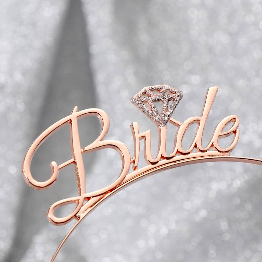 Rose Gold Bachelorette Bride Headband - Style 15