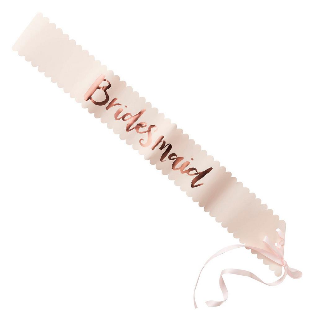 Rose Gold 'Bridesmaid' Hen Party Sash bridal outfit accessory