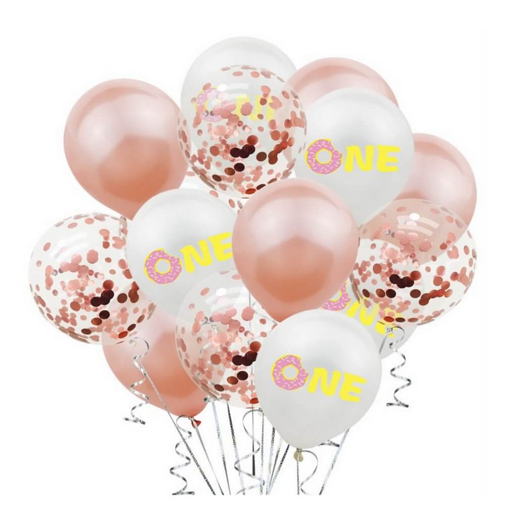 12" Rose Gold Donut Latex Balloon Bundle 15 Pack