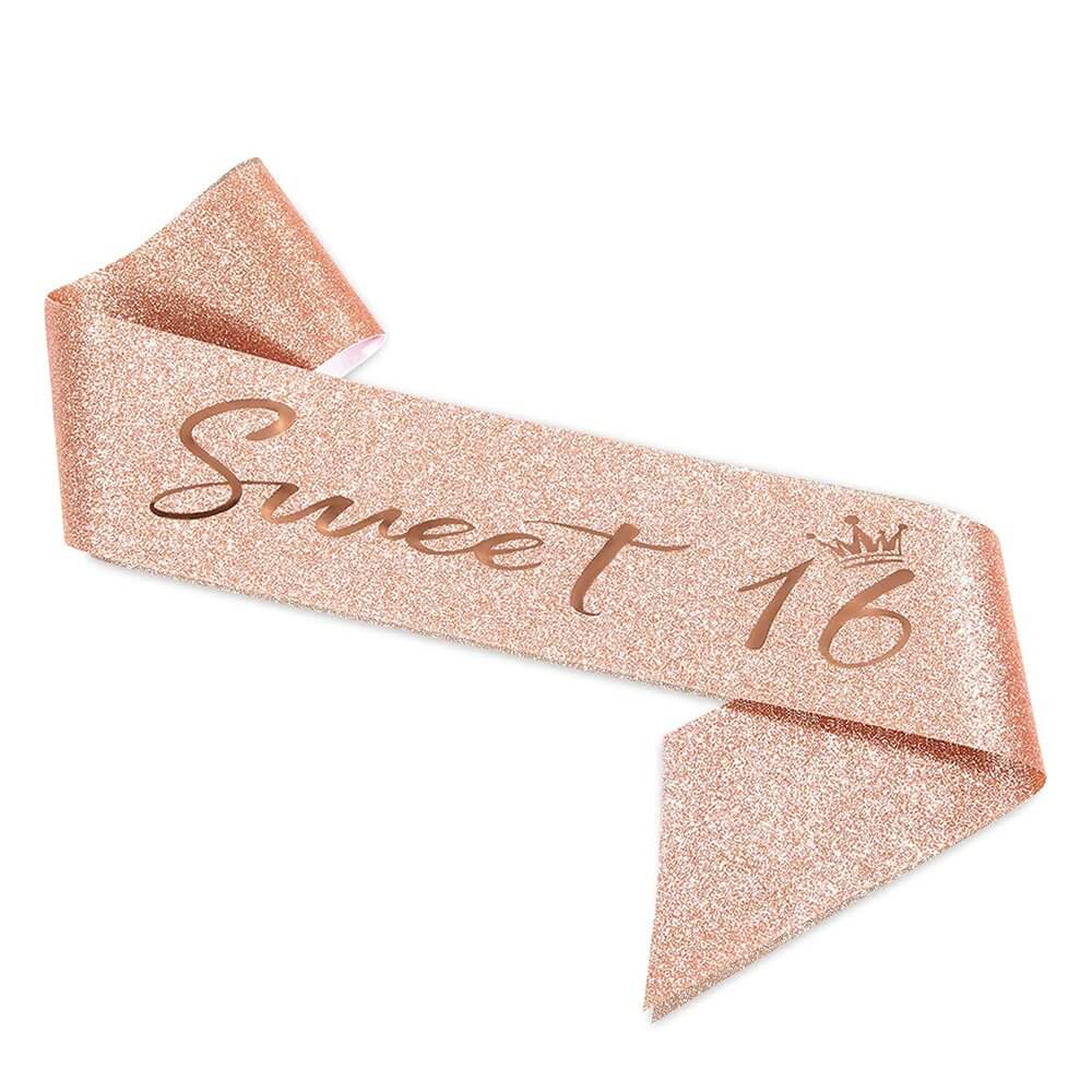 Rose Gold Sweet 16 with Little Crown Party Sash