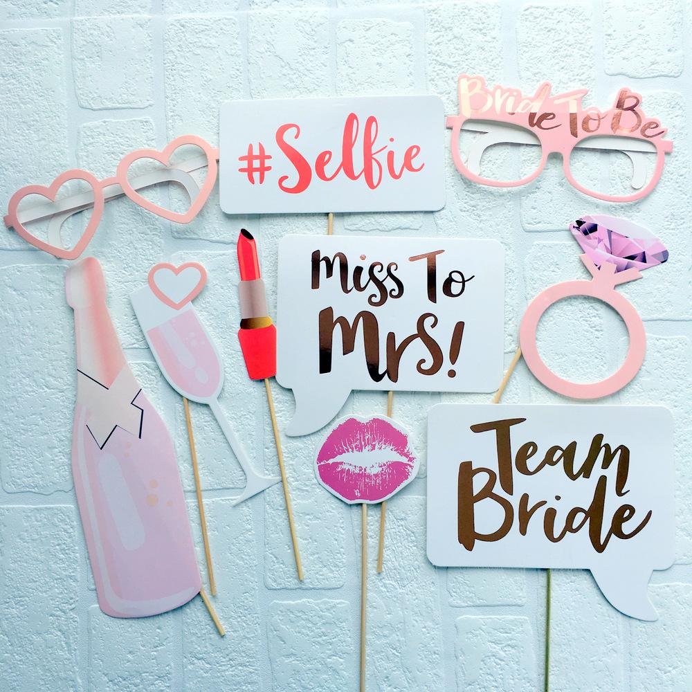 Rose Gold Foil Team Bride Miss to Mrs Bachelorette Party Photo Booth Props - Online Party Supplies