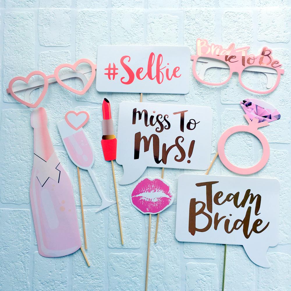 Rose Gold Foil Team Bride Miss to Mrs Bachelorette Party Photo Booth Props - Online Party Supplies