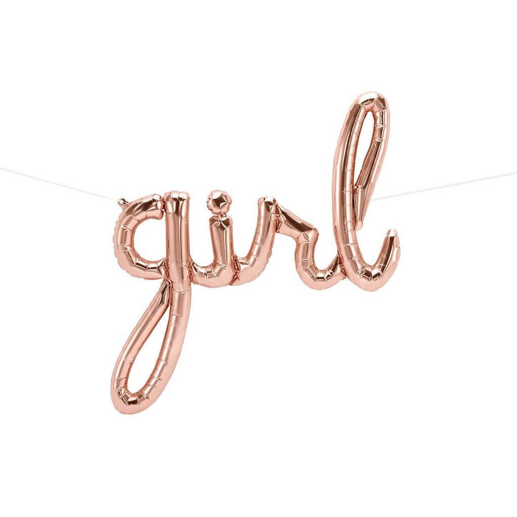 Online Party Supplies Australia Rose Gold 'Girl' Script Baby Shower Foil Balloon Banner