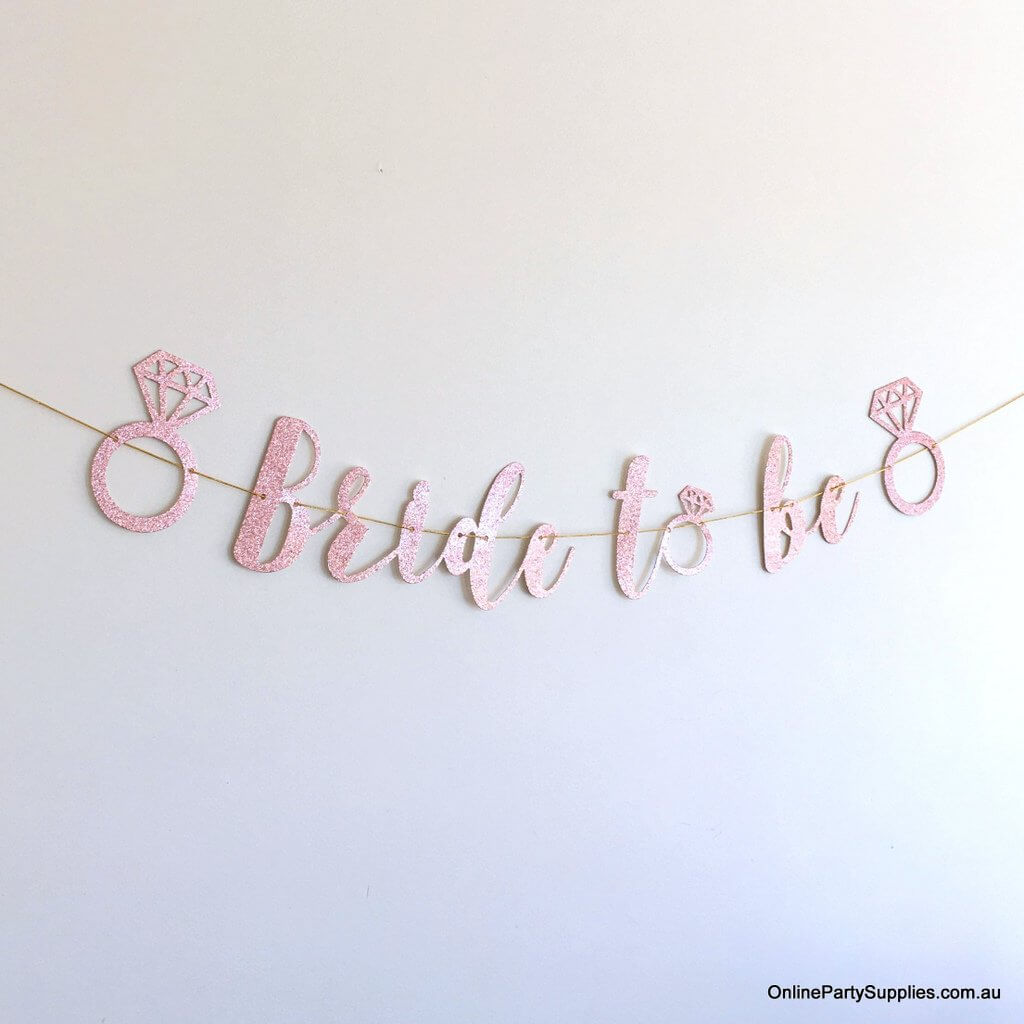 Rose Gold Glitter Bride To Be Hen Party Banner - Online Party Supplies