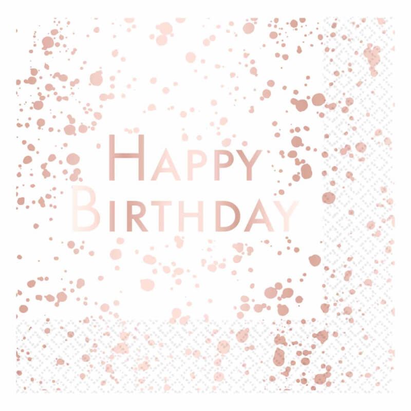 Amscan Rose Gold 'Happy Birthday' Lunch Napkins