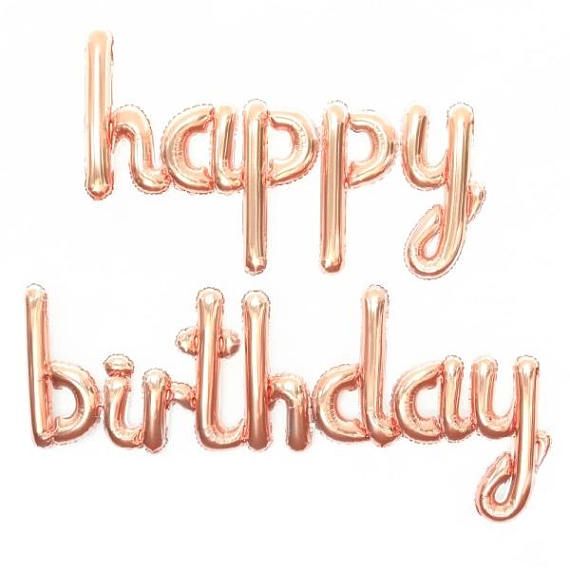 Rose Gold 'happy birthday' Script Foil Balloon Banner - Wall Hanging Party Decorations