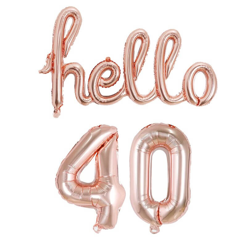 Rose Gold 'hello 40' Birthday Foil Balloon Banner