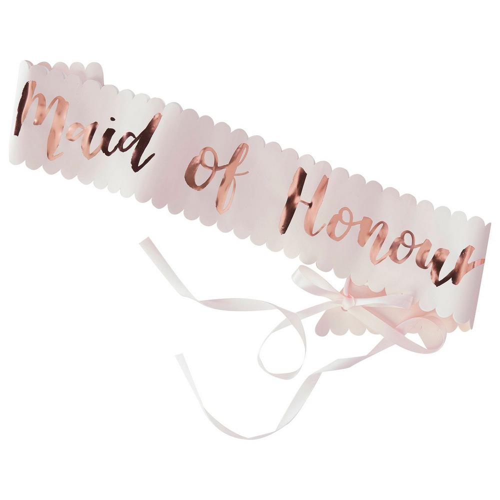 Rose Gold 'Maid Of Honour' Hen Party Sash bridal outfit accessory