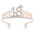 Rose Gold Metal Rhinestone Happy 18th Birthday Tiara with Little Crown