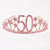 Rose Gold Metal Rhinestone Diamante Number 50 with Stars Birthday Tiara