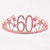 Rose Gold Metal Rhinestone Diamante Number 60 with Stars Birthday Tiara