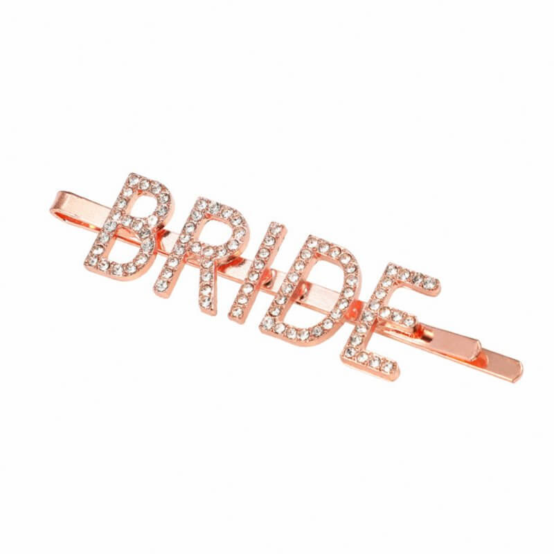 Sparkling Rhinestone BRIDE Hair Clip (Gold, Rose Gold or Silver) - Style 2