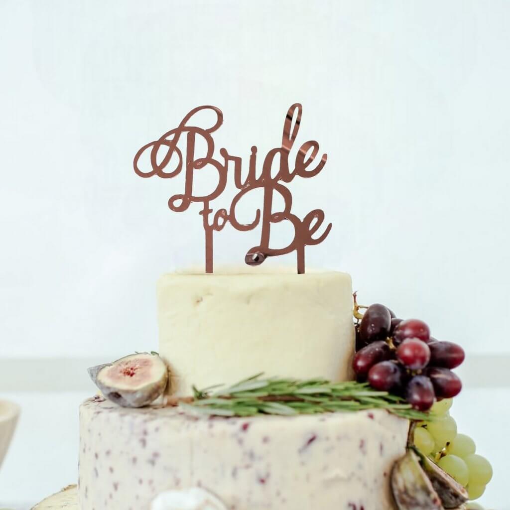 Rose Gold Mirror Acrylic 'Bride To Be' Cake Topper - Online Party Supplies