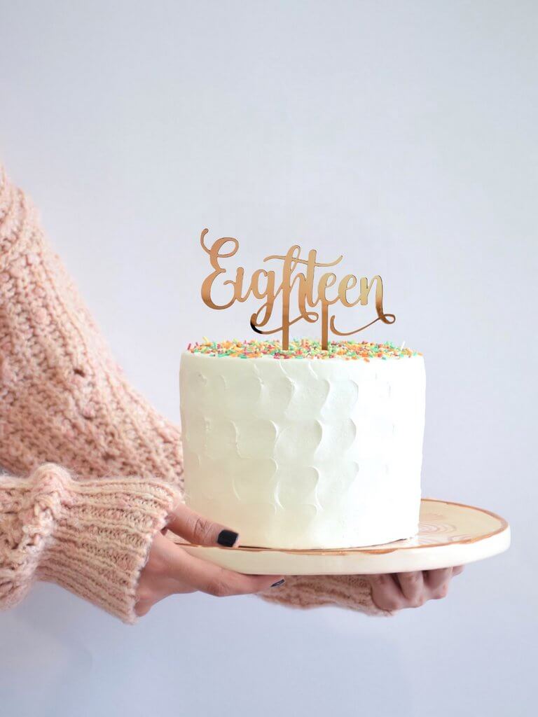 Rose Gold Mirror Acrylic 'Eighteen' Cake Topper - Online Party Supplies