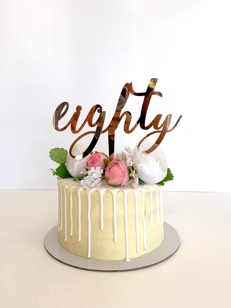 Rose Gold Mirror Acrylic 'eighty' Birthday Cake Topper