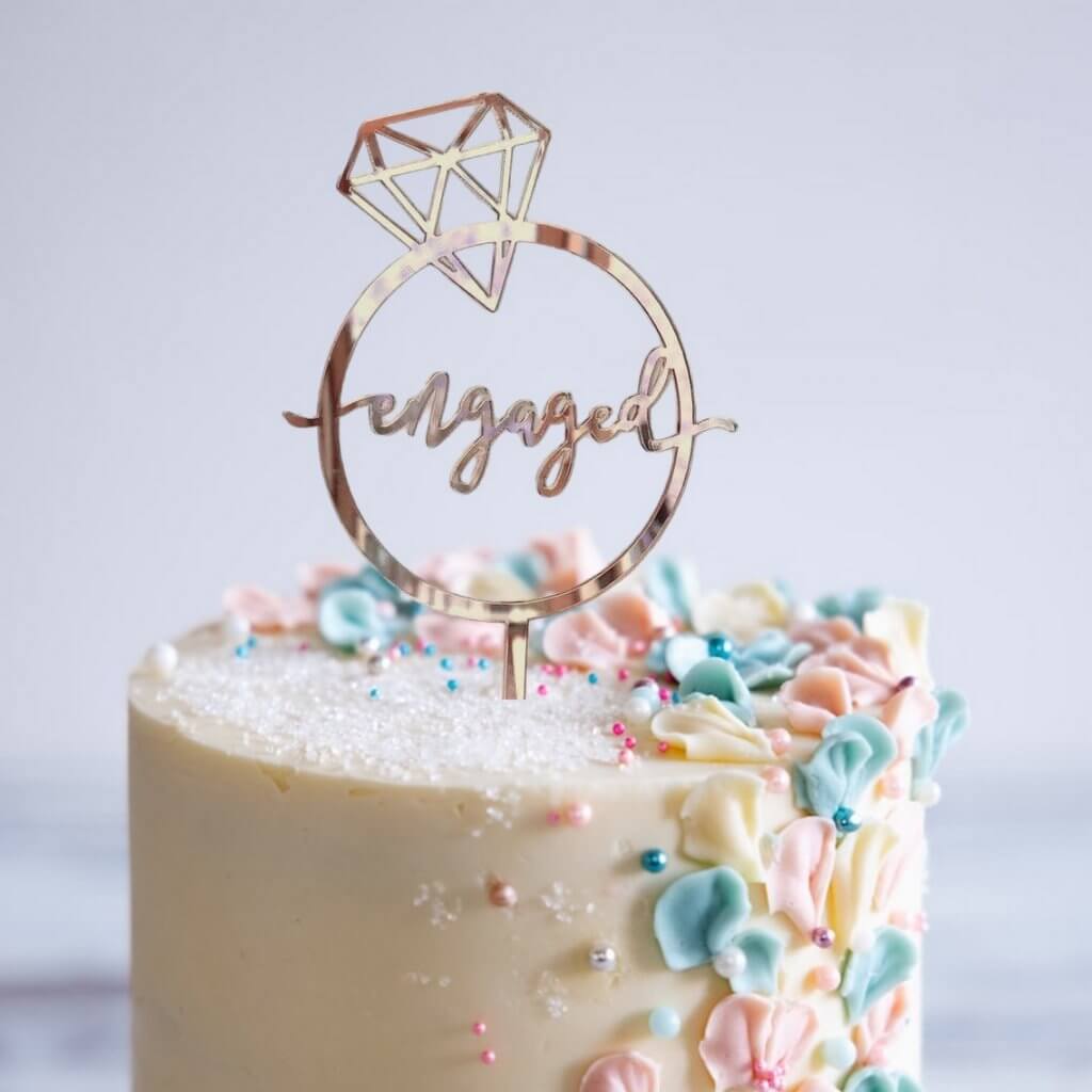 Personalised Engaged Cake Topper Floral Design - From Willow