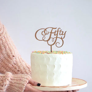 Rose Gold Mirror Acrylic 'Fifty' Cake Topper - Online Party Supplies