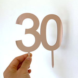 Acrylic Rose Gold Mirror Number 30 Cake Topper happy 30th birthday cake decorations