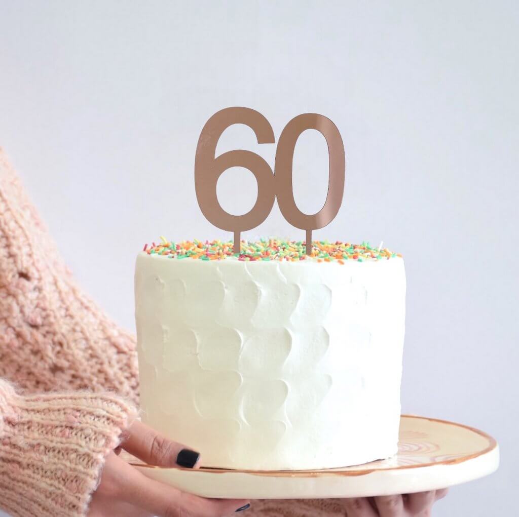 rose gold 60 sixtieth sixty 60 birthday cake topper