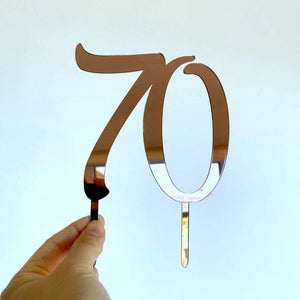 Acrylic Rose Gold Mirror Number 70 seventy 70th Birthday Cake Topper